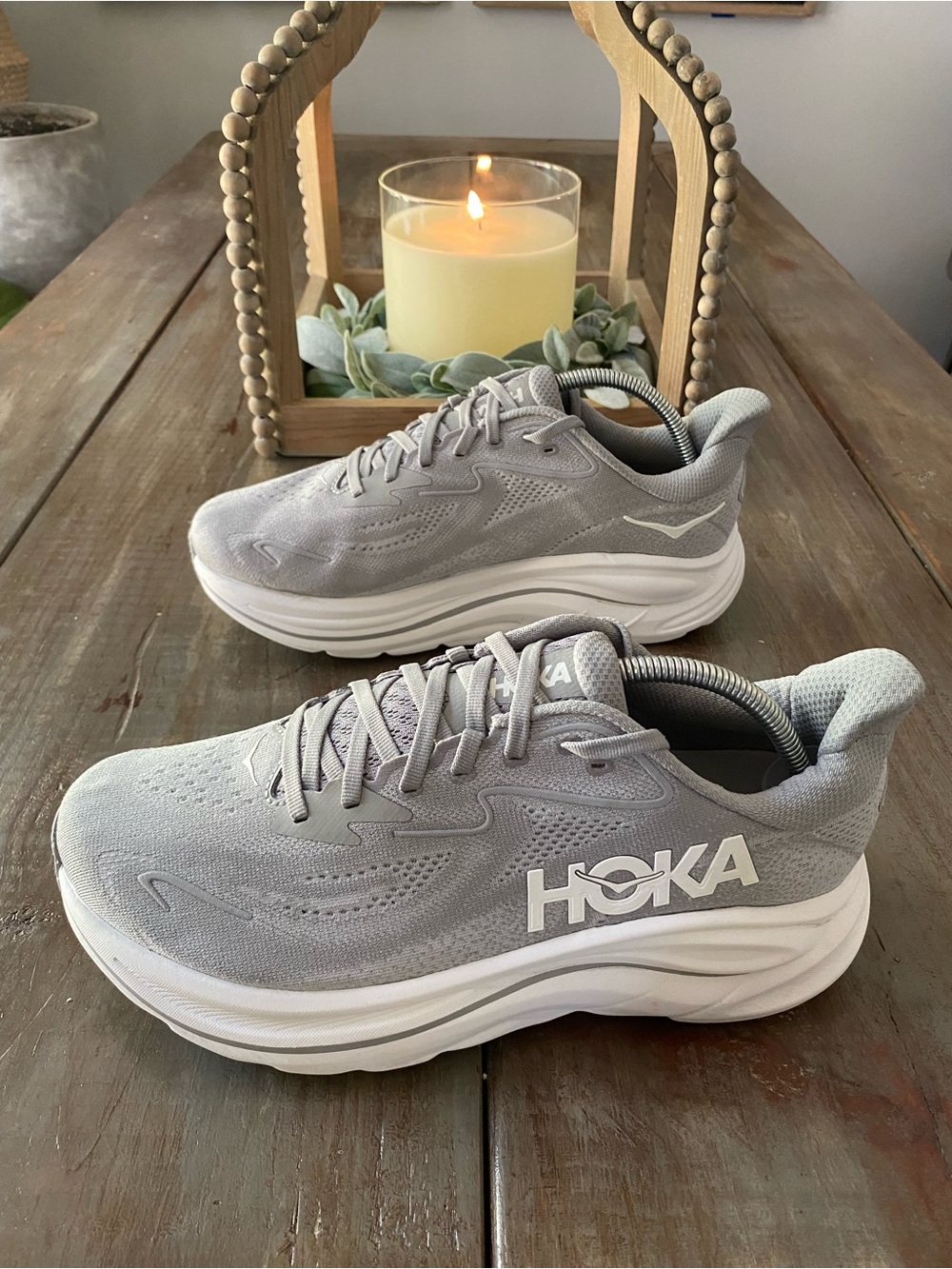 Hoka Clifton 10 Running Athletic Sneakers Shoes Mens 9 4E X Wide Stellar Grey